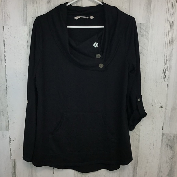 Soft Surroundings Tops - Soft Surroundings Womens Kassidy Pullover Cowl Neck Black Size M Top Button